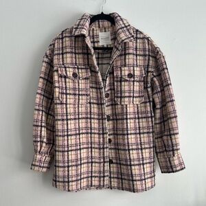 Avec Les Filles Flannel Pink‎ Plaid Coat Shaket XS